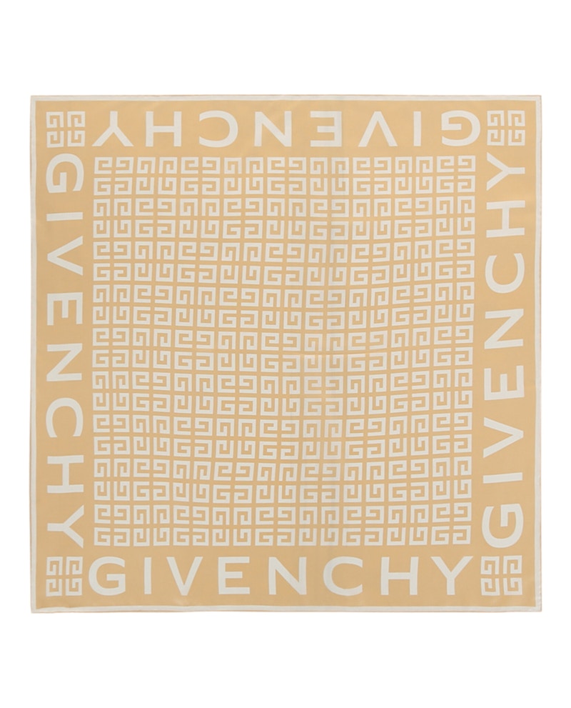 Pre-owned Givenchy Women's  4g Logo Square Scarf In Straw In Brown