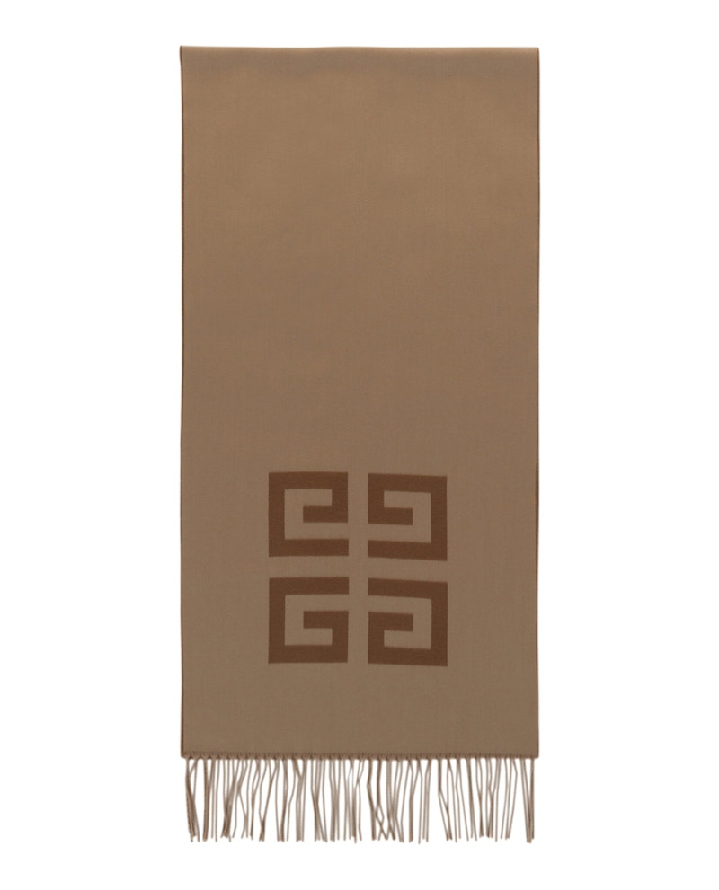 Pre-owned Givenchy Men's  4g Reversible Wool Scarf In Beige In Sand