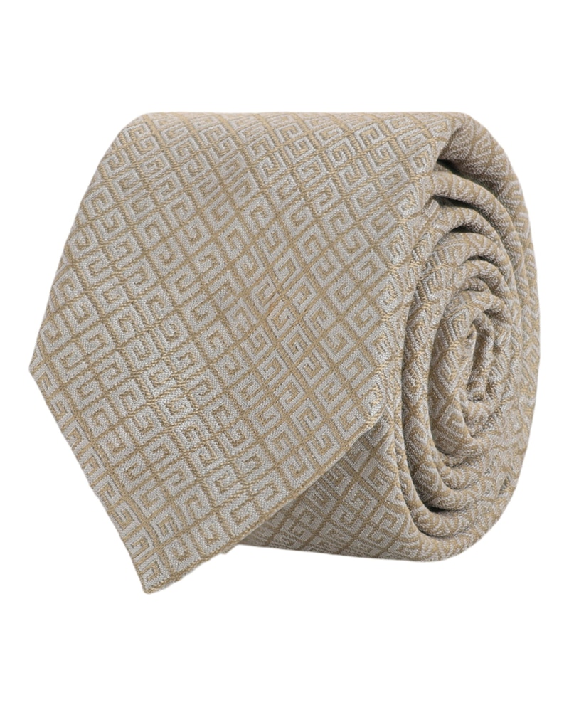 Pre-owned Givenchy Men's  4g Silk Tie In Beige In Sand