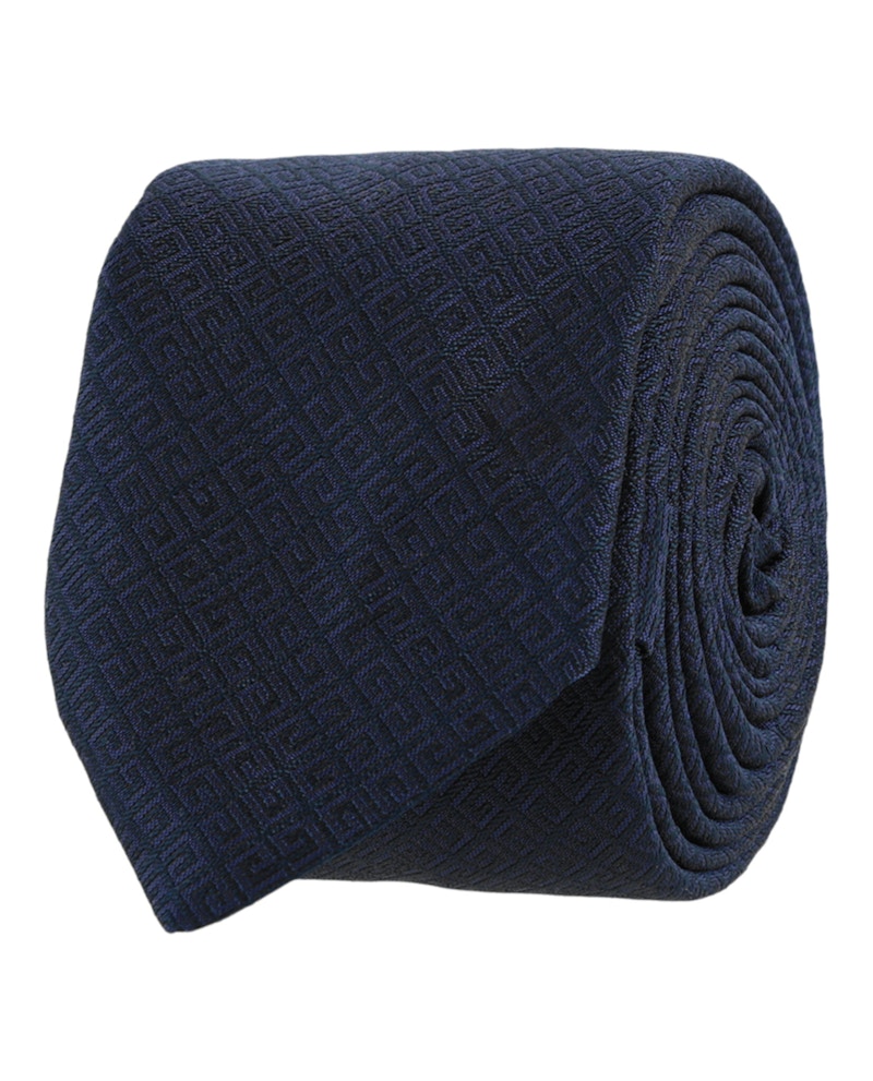 Pre-owned Givenchy Men's  4g Silk Tie In Navy Blue