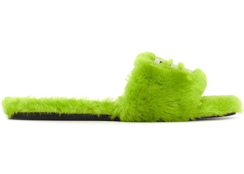 Pre-owned Givenchy 4g Slides Shearling (women's) Sneakers In Green