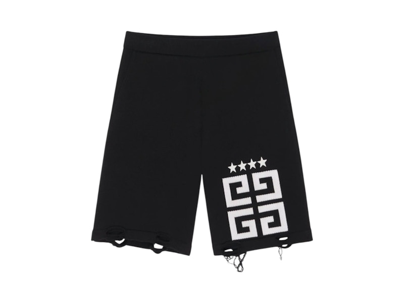 Pre-owned Givenchy Men's  4g Stars Bermuda Shorts In Black/white In Multi