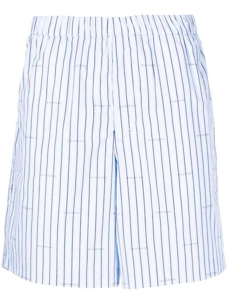 Givenchy Allover Logo Pantalones Cortos A Rayas Azul