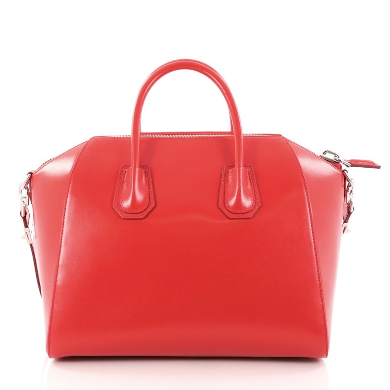 Givenchy Antigona Tote Glazed Medium Red in Leather with Silver