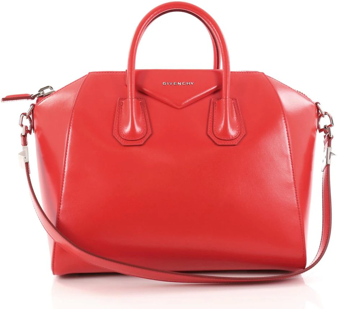 Givenchy Antigona Tote Glazed Medium Red in Leather with Silver-Tone - US