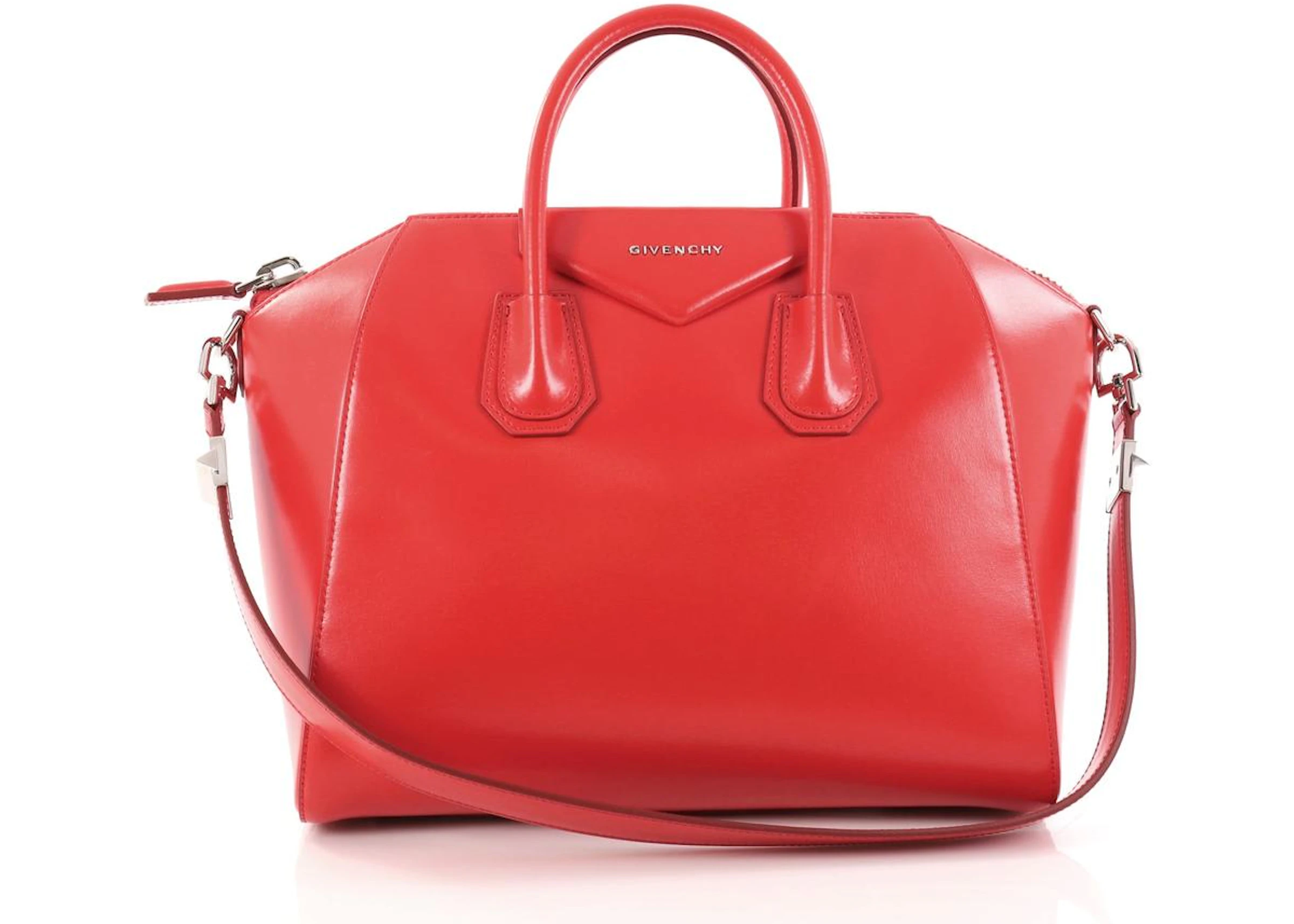 Givenchy Antigona Tote Glazed Medium Red in Leather with Silver-Tone - US