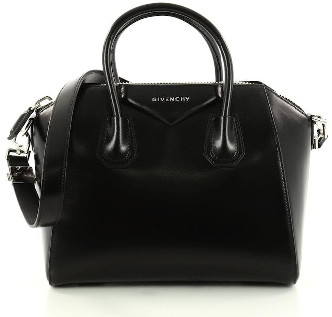 Givenchy Antigona Tote Shiny Lord Calfskin Medium Black in Leather with  Silver-Tone - US