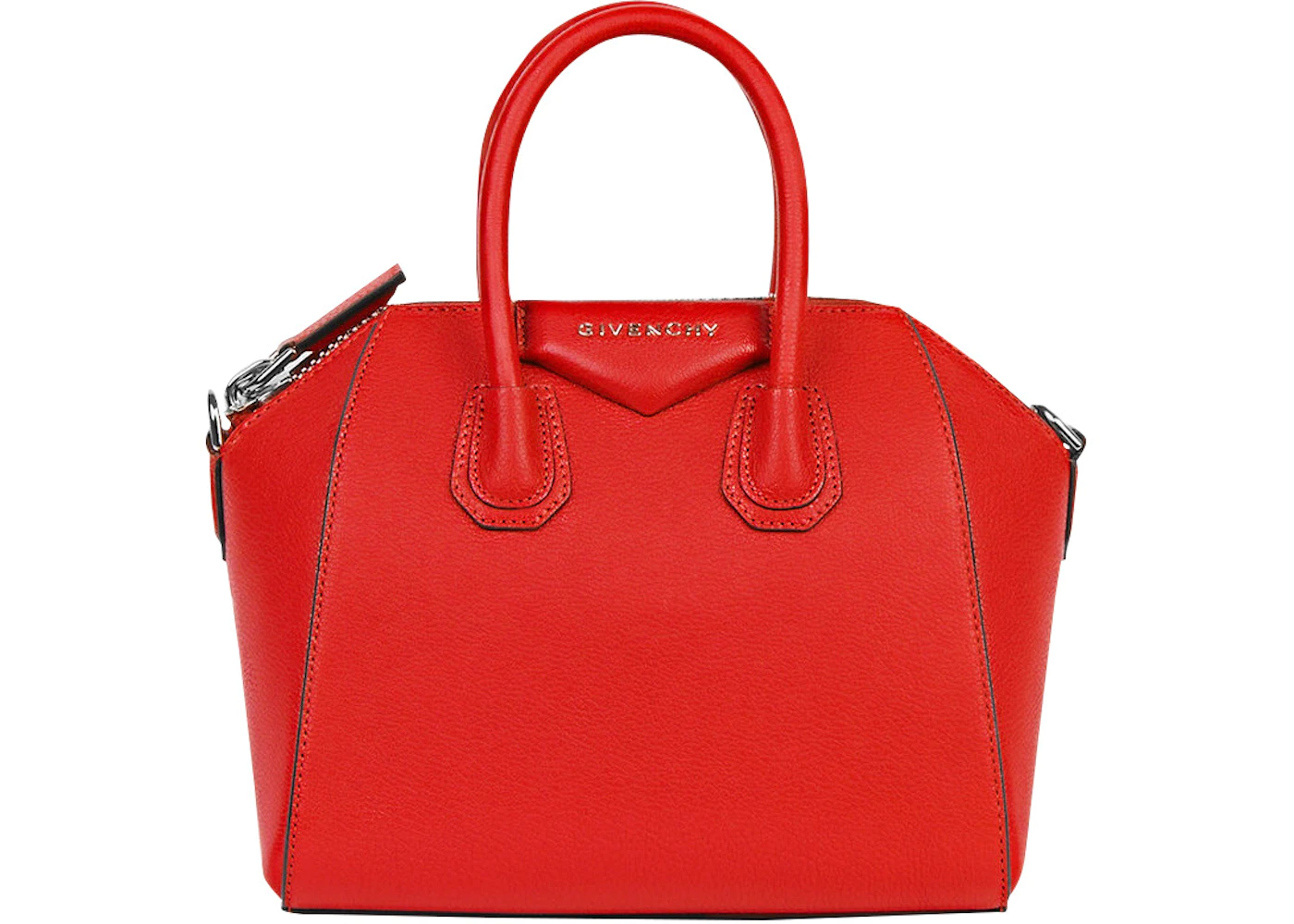 Givenchy Antigona Tote Leather Silver-tone Mini Pop Red in Leather with ...
