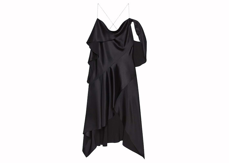 Pre-owned Givenchy Women's Asymmetric Draped Satin Dress In Black