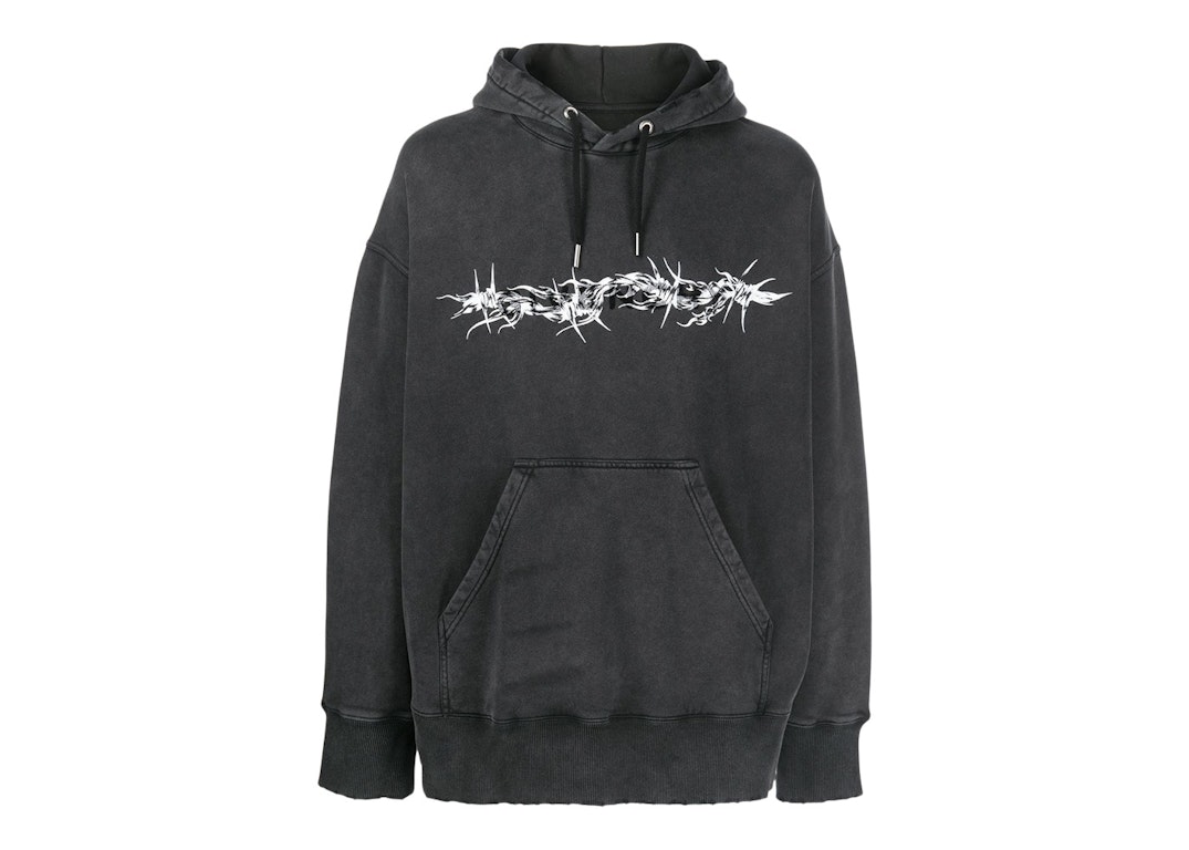 Pre-owned Givenchy Barbed Wire Print Hoodie Black