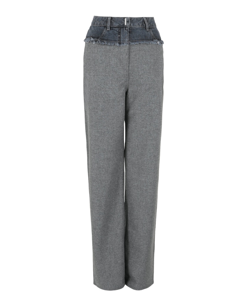 Givenchy Bi-Material Extra Wide Leg Pants Grey