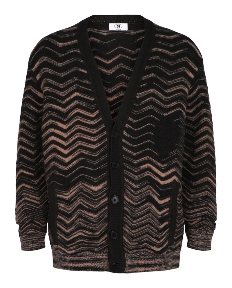 M Missoni Chevron Knit Cardigan Brown Multi
