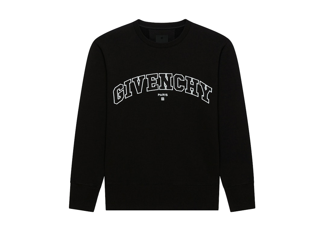 Pre-owned Givenchy College Slim Fit Crewneck Sweatshirt Black