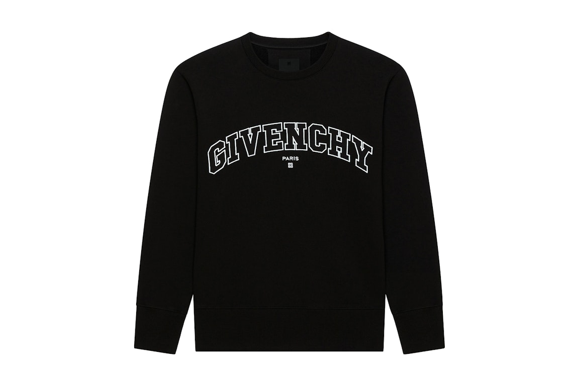 Pre-owned Givenchy College Slim Fit Crewneck Sweatshirt Black