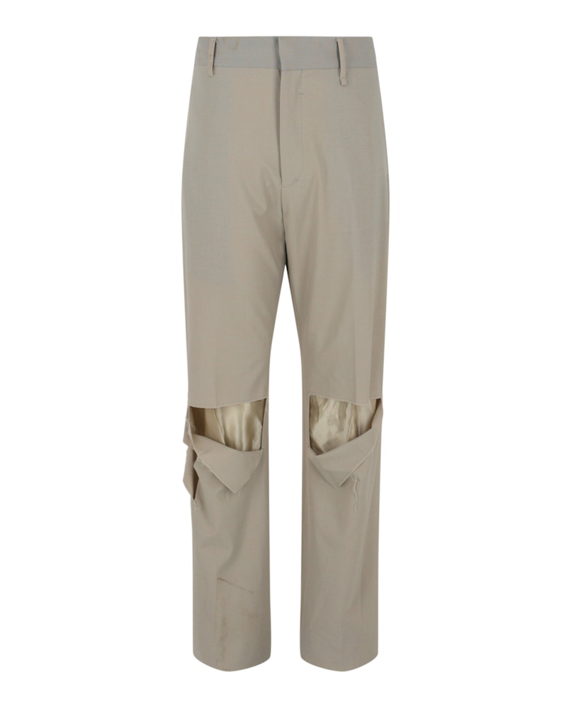 Givenchy Destroyed Straight Fit Pants Beige