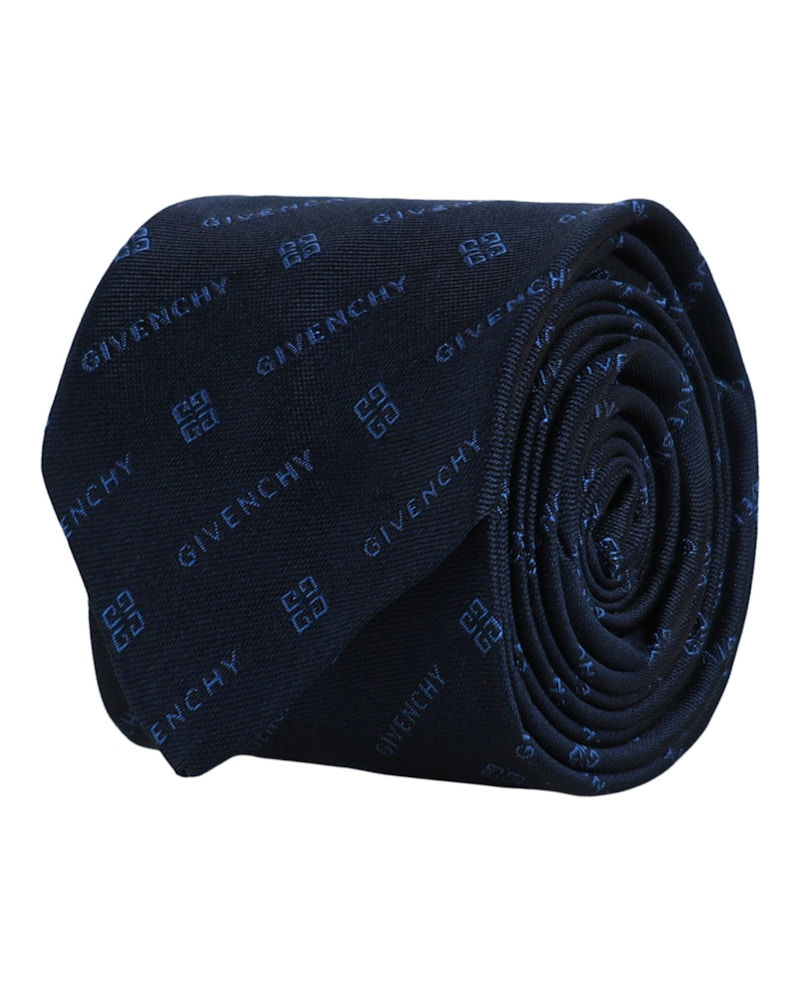 Givenchy Diagonal Logo Silk Tie Navy