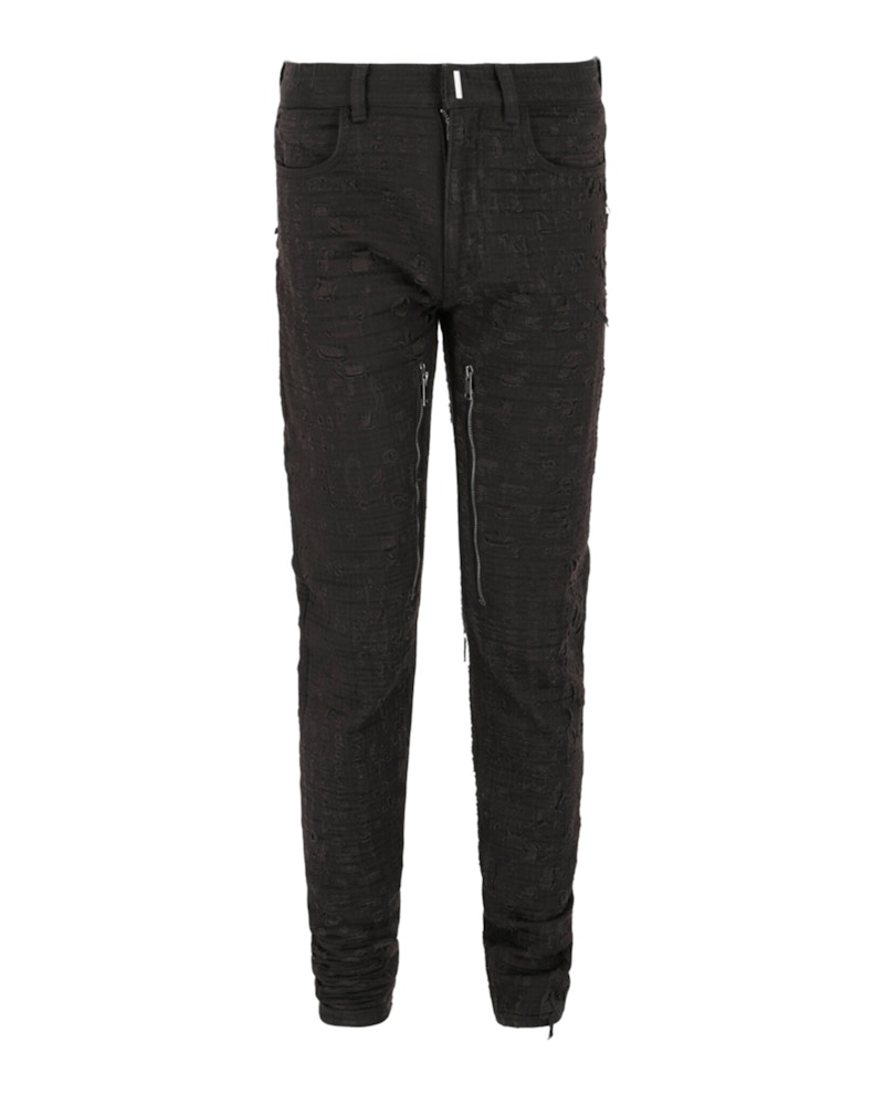 Pre-owned Givenchy Men's  Distressed Denim Jeans In Dark Brown