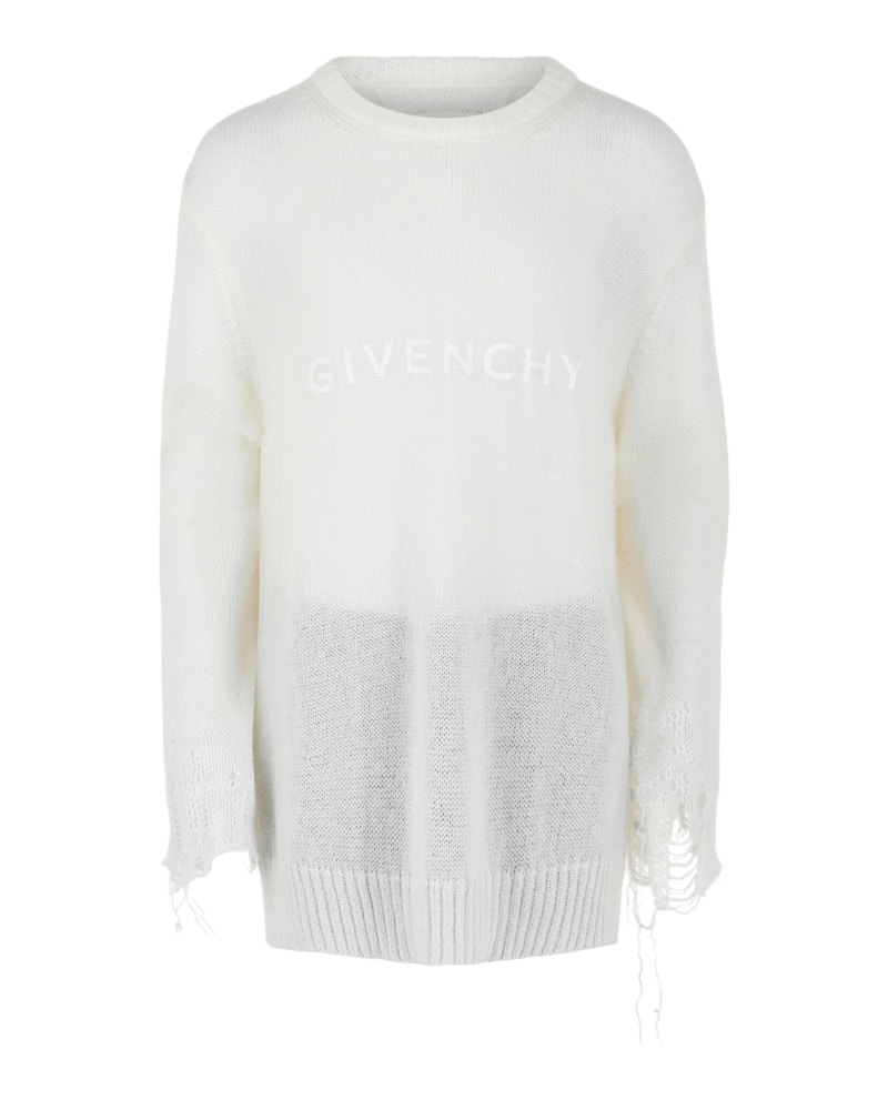 Givenchy Distressed Knit Sweater White