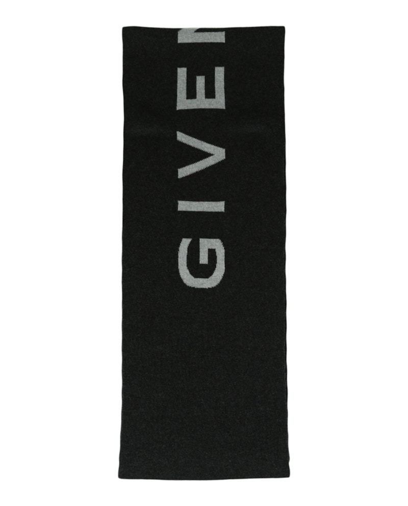 Pre-owned Givenchy Women's Double Face 4g Logo Scarf In Dark Grey In Gray