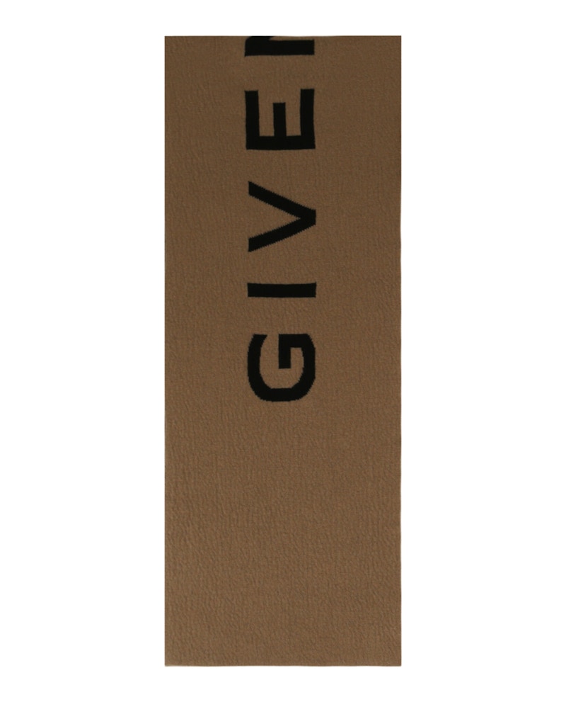 Pre-owned Givenchy Men's  Double Face Logo Scarf In Havana/black