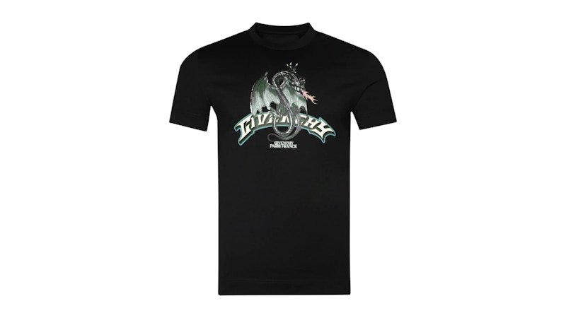 【GIVENCHY】24SS ロゴ×ドラゴン スリムフィット Tシャツ 半袖 Givenchy Dragon Flames Design Slim Fit T-Shirt Black Men's