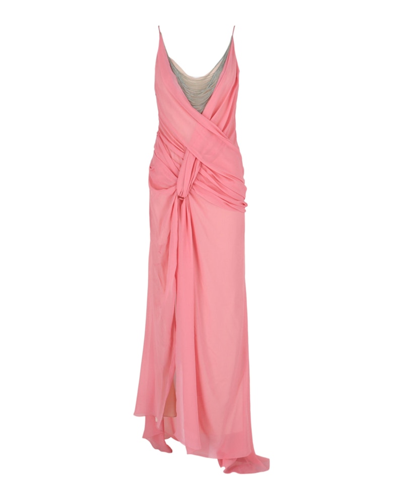 Givenchy Drapiertes Kettenkleid mit Ketten Flamingo