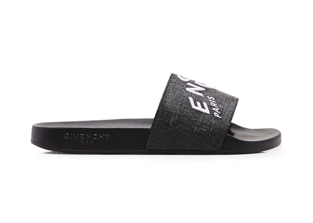 Pre-owned Givenchy Embroidered Flat Sandals Black In Black/white