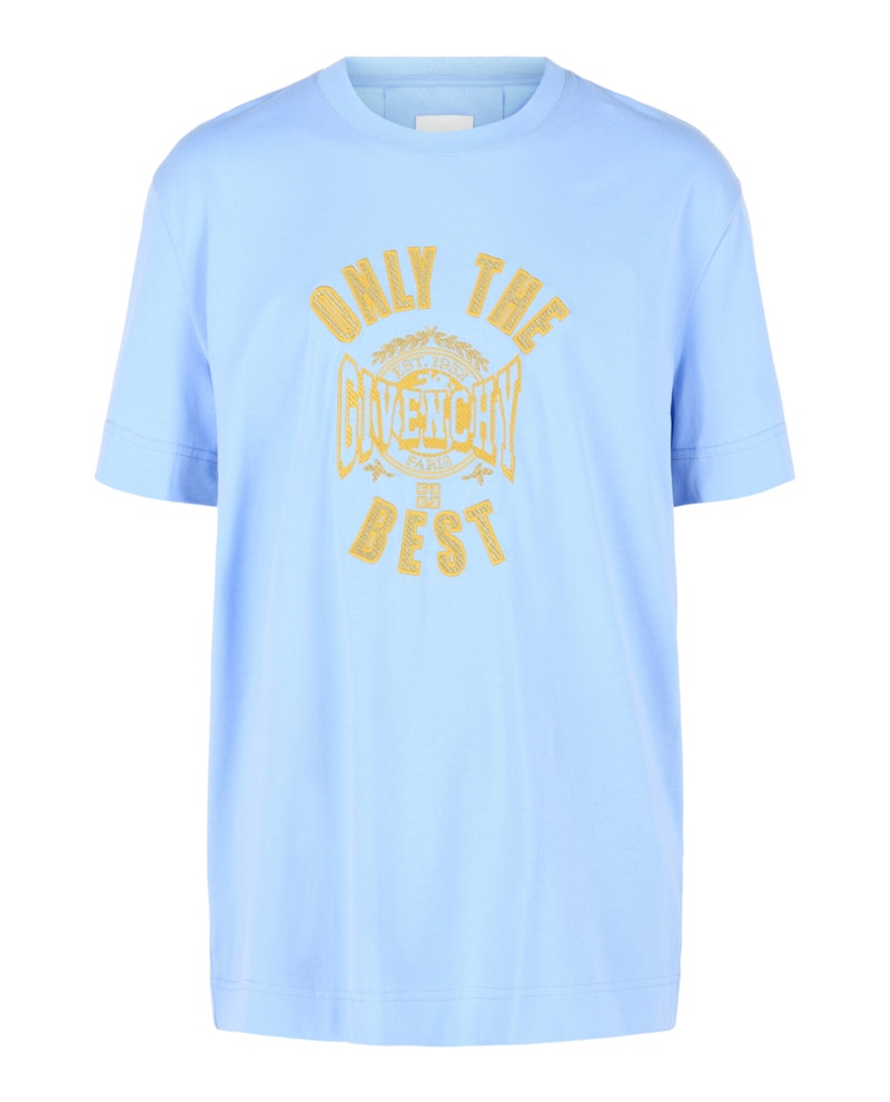 T-shirt con logo ricamato Givenchy blu chiaro
