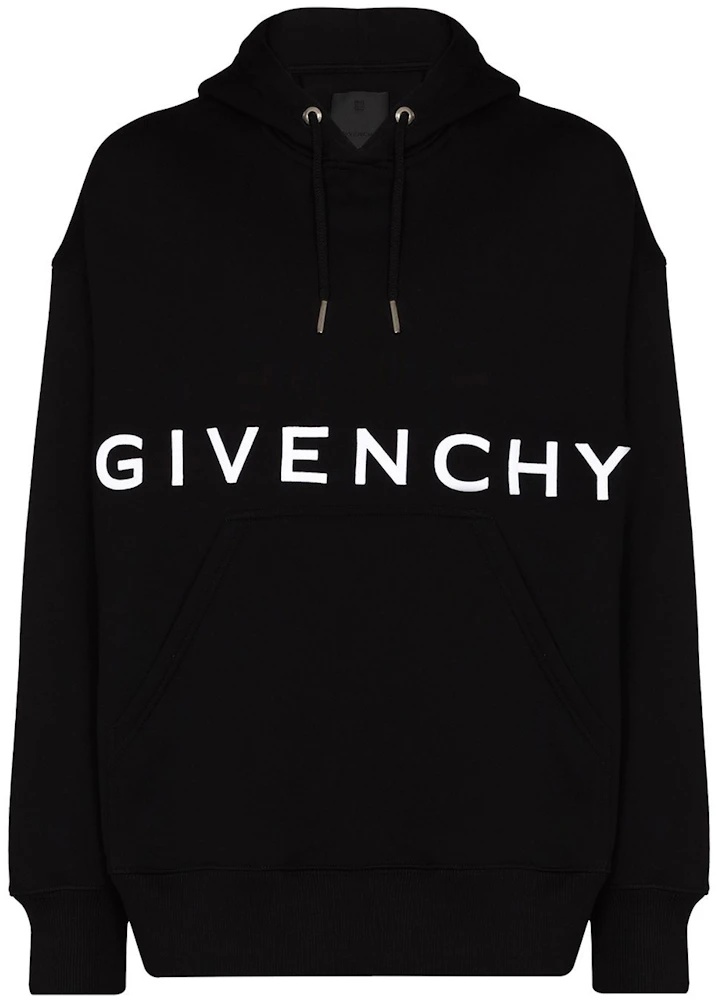 Givenchy Front Logo Heavy Brushed Hooded Sweatshirt Black Men's - GB