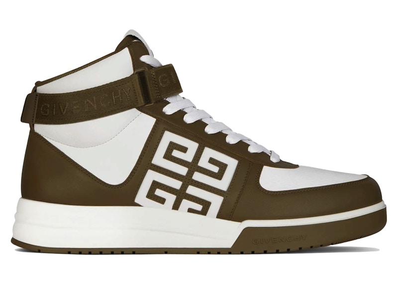 Pre-owned Givenchy Men's G4 High Sneakers In Khaki/white