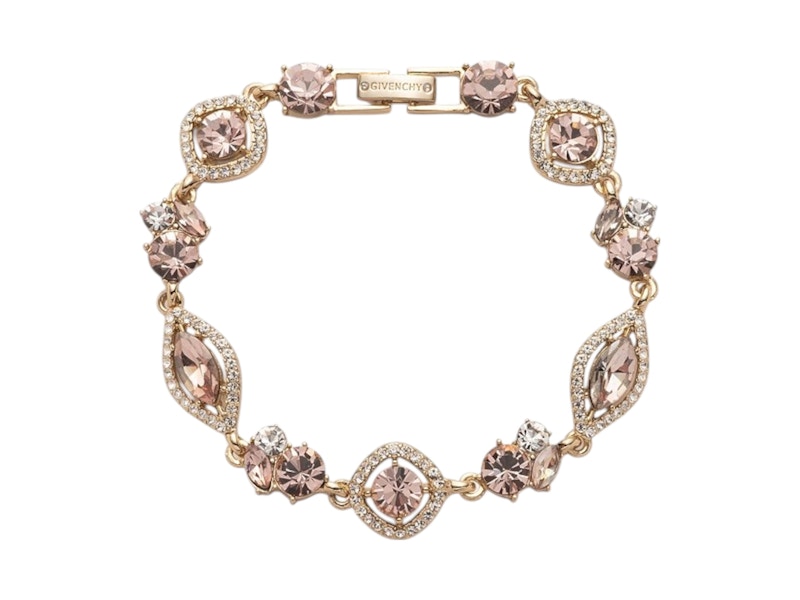 Givenchy Gold Tone Vintage Rose Crystal Flex Line Bracelet Gold/Rose
