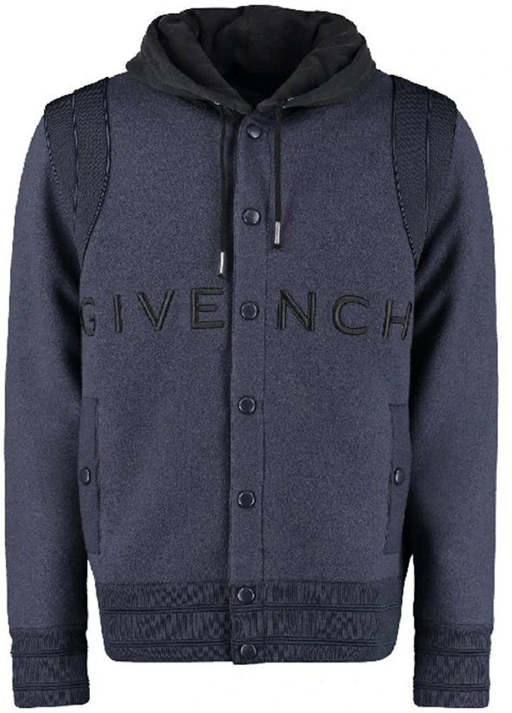 Givenchy Hooded Embroidered Varsity Jacket Navy Men's - US