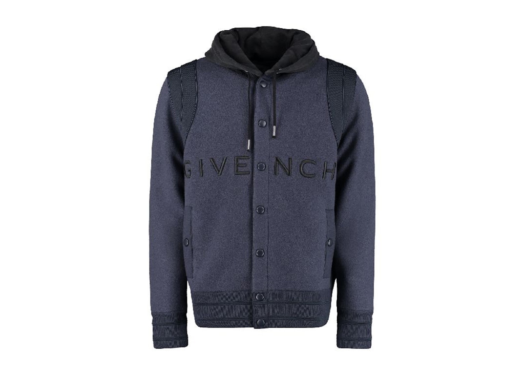 Pre-owned Givenchy Hooded Embroidered Varsity Jacket Navy