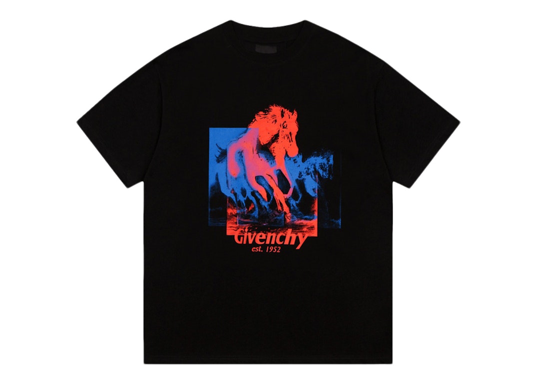 Pre-owned Givenchy Horse Print Classic Fit T-shirt Black