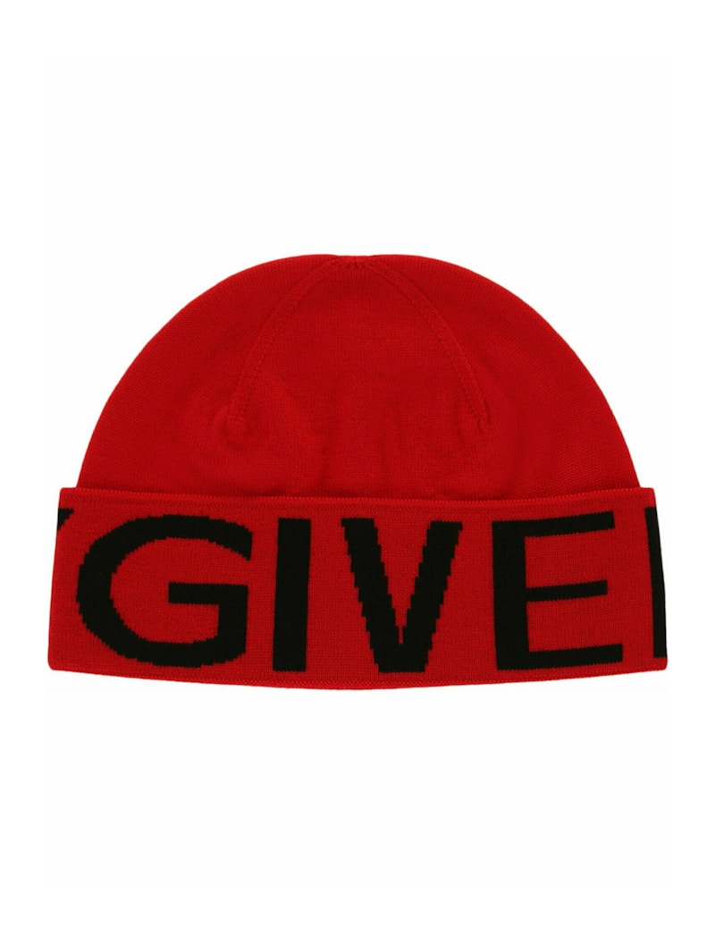Givenchy Jacquard Logo Beanie Red Black