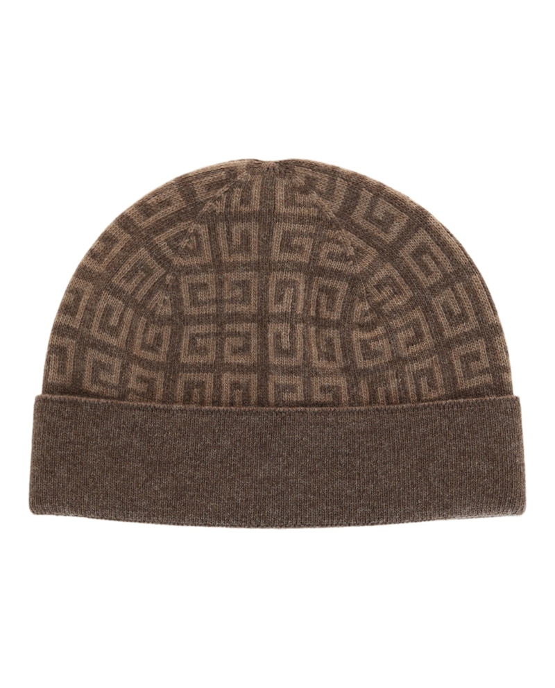 Pre-owned Givenchy Women's  Knit Double Face Beanie In Dark Beige In Brown