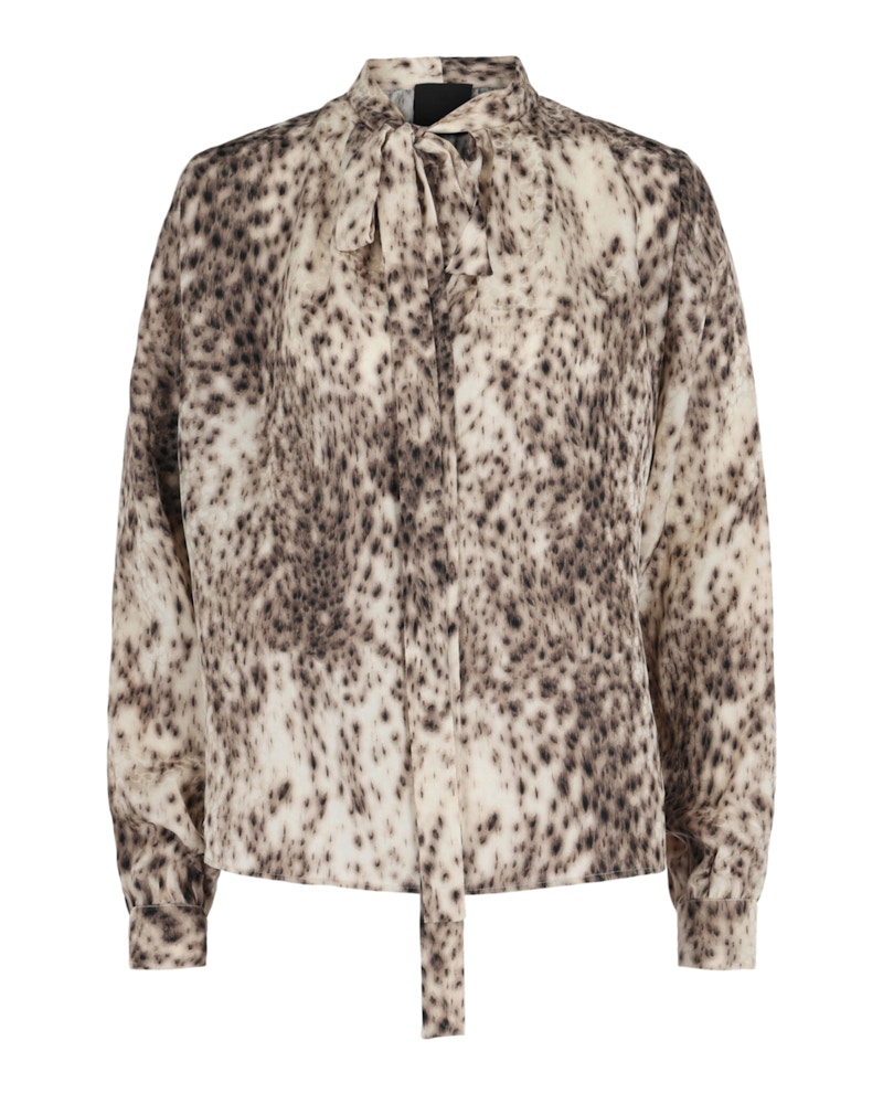 Pre-owned Givenchy Women's  Leopardprint Silk Blouse In Natural Brown