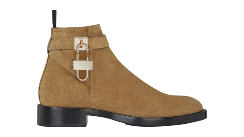 Pre-owned Givenchy Men's  Lock Ankle Boots Sneakers In Light Brown
