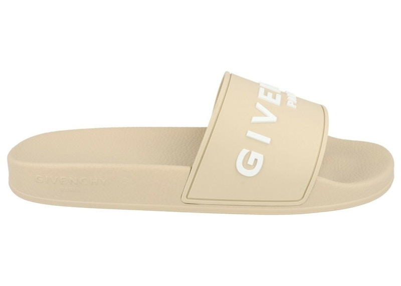 Givenchy Logo Signature Slides Beige