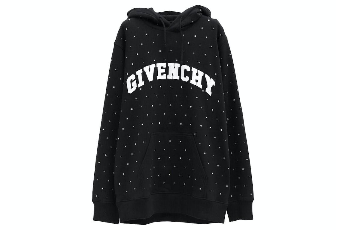 Pre-owned Givenchy Logo Strass Hoodie Black