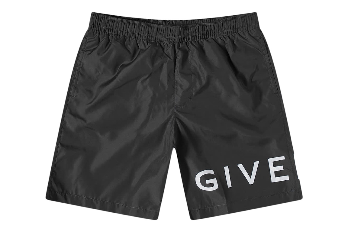 Pre-owned Givenchy Logo Swim Swim Shorts Black/white