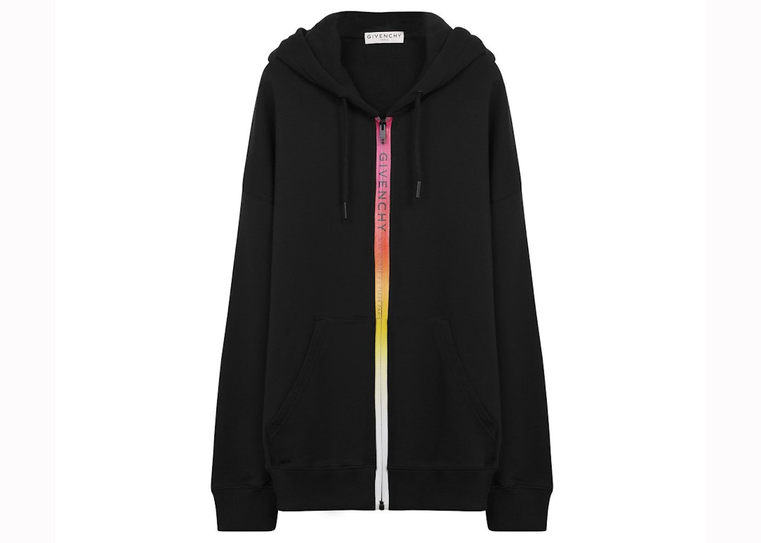 Pre-owned Givenchy Logo Trim Hoodie Black