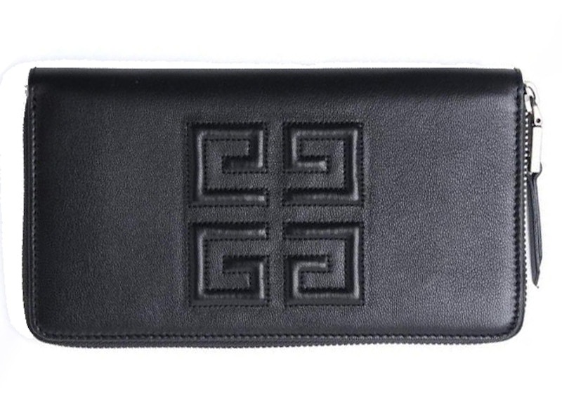 Givenchy Logo Zip Around Wallet Black in Leather with Silver-tone - US