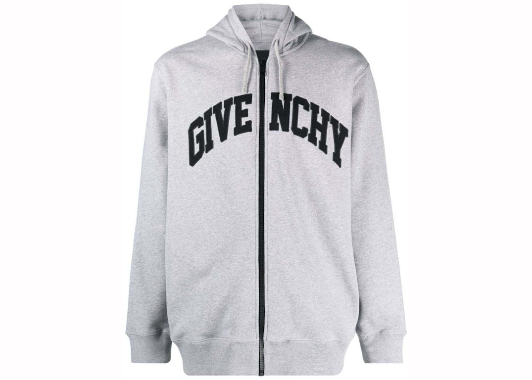 Pre-owned Givenchy Logo Zip Hoodie Jacket Grey/black