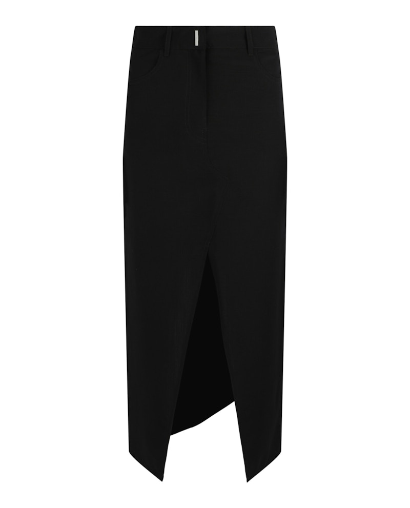 Givenchy Langer Rock mit Frontschlitz Schwarz