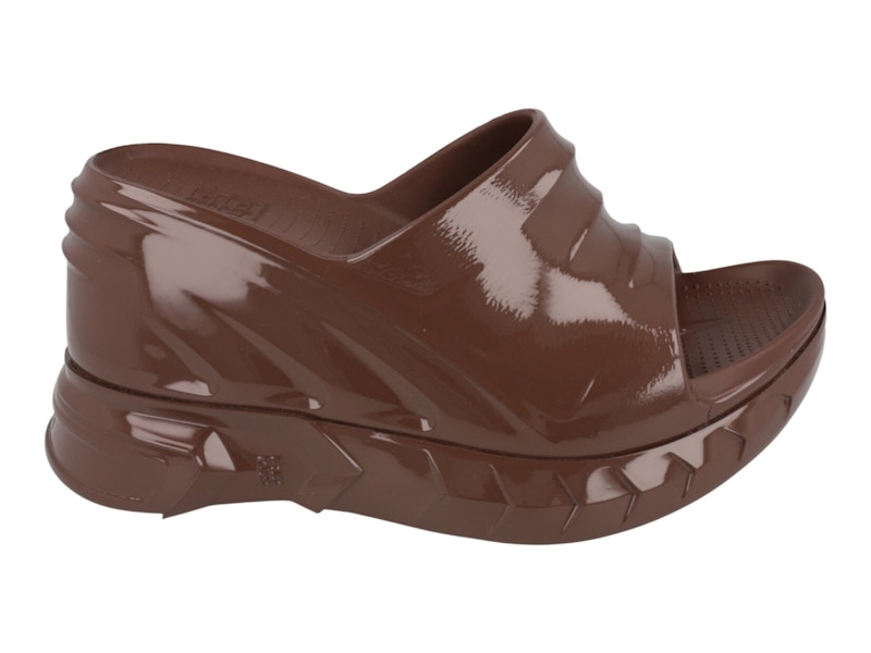 Pre-owned Givenchy Marshmallow Wedge Slides (women's) Sneakers In Chocolate In Brown