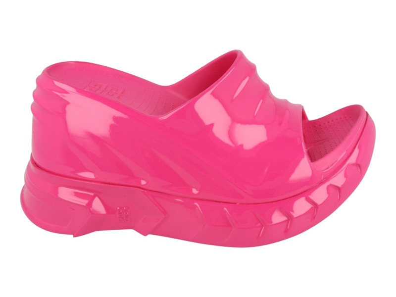 Pre-owned Givenchy Marshmallow Wedge Slides (women's) Sneakers In Neon Pink