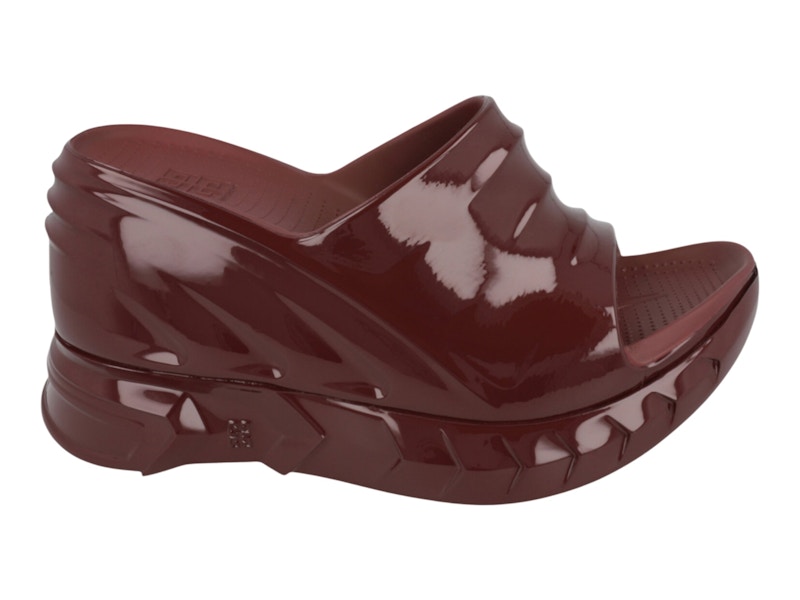 Pre-owned Givenchy Marshmallow Wedge Slides (women's) Sneakers In Oxblood Red In Burgundy