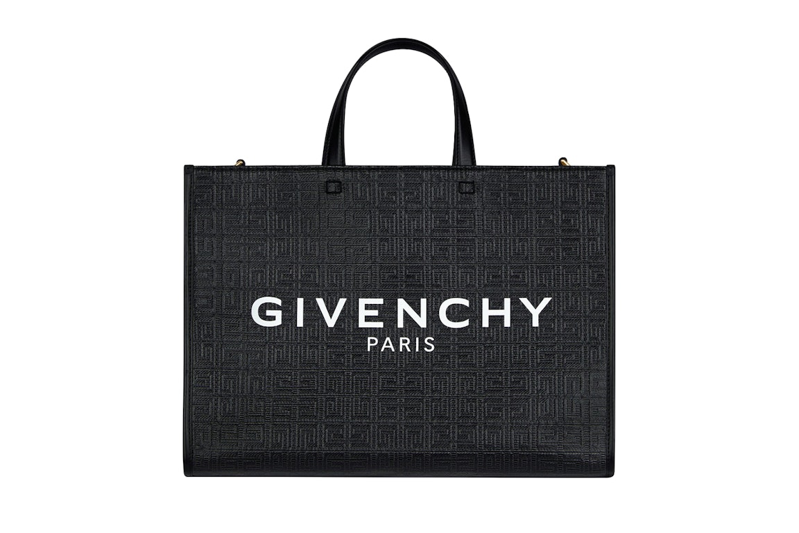 Pre-owned Givenchy Medium G Tote Shopping Bag In 4g Coated Canvas Black