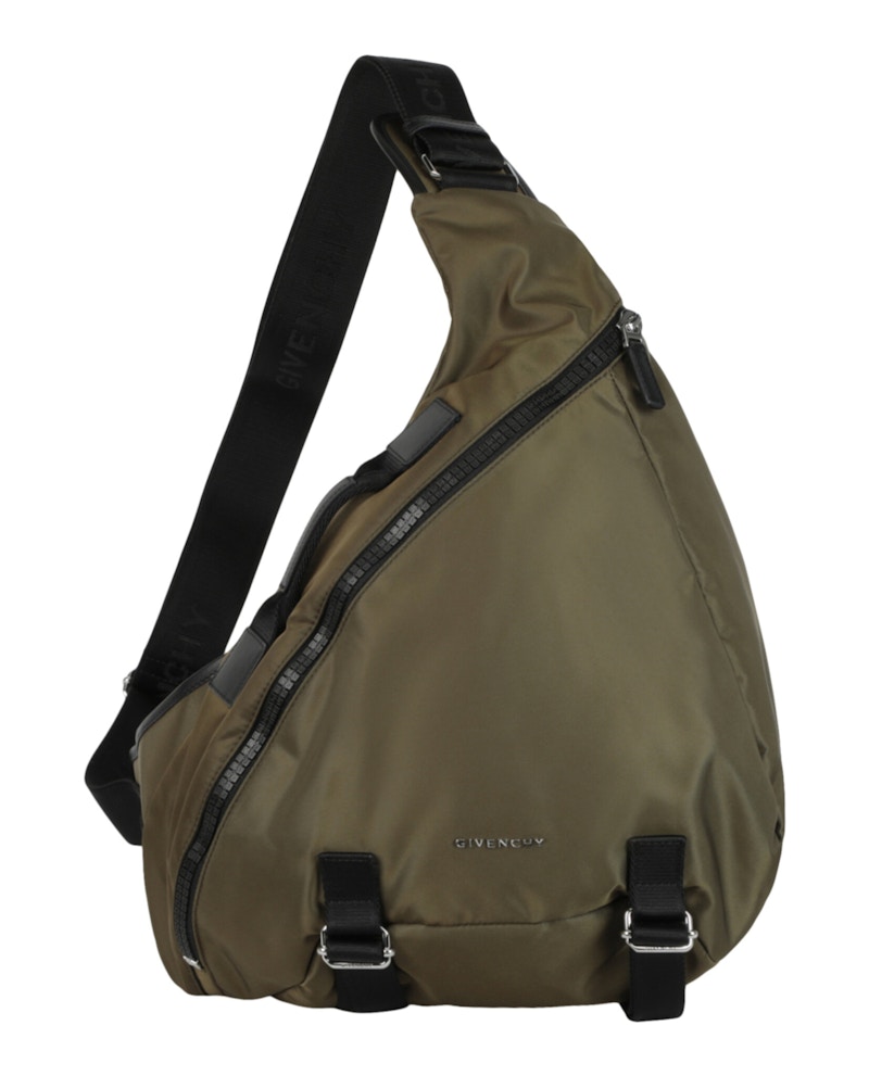 Givenchy Dreieckstasche aus Nylon mit G-Reißverschluss, Größe M, Khaki